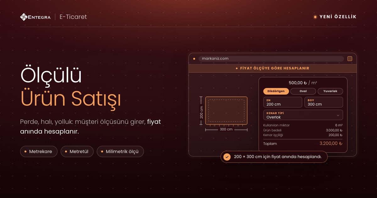 Metrekare Fiyat Hesaplama: Entegra E-Ticaret Ölçülü Ürün Satışı ile Anında Fiyat